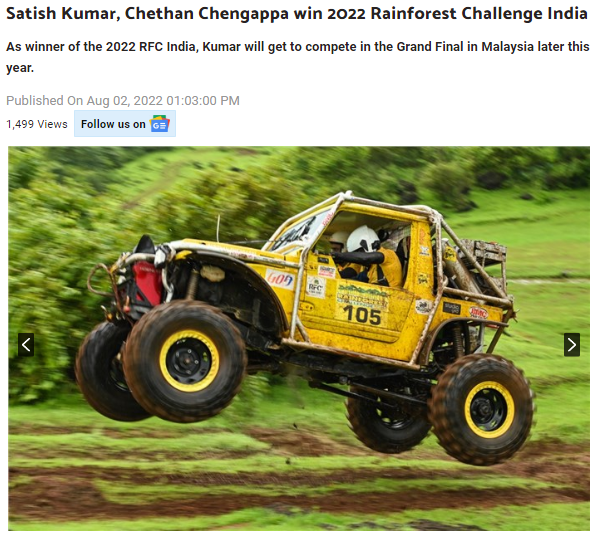 Satish Kumar, Chethan Chengappa win 2022 Rainforest Challenge India